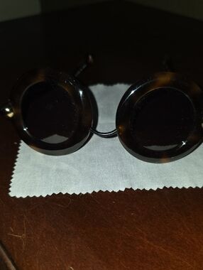 Christopher Kane Round Tortoiseshell Frame Sunglasses with Dark Lenses
